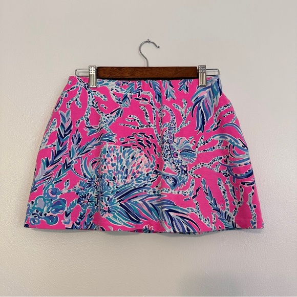 Lilly Pulitzer Madison Stretch Cotton Skort in Blue and Pink Seahorse Print XS - Picture 3 of 6